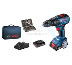 Aku vrtačka Bosch GSR 18V-50 + 43 ks příslušenství + 2x 2,0 Ah 06019H5004