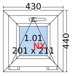 Plastové okno 43x44cm-BÍLÁ-BÍLÁ (sklopné)