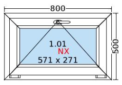 Plastové okno 80x50cm-BÍLÁ-BÍLÁ (sklopné) 