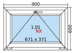 Plastové okno 90x60cm-BÍLÁ-BÍLÁ (sklopné)