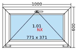 Plastové okno 100x60cm-BÍLÁ-BÍLÁ (sklopné)