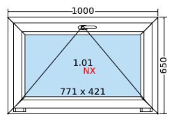Plastové okno 100x65cm-BÍLÁ-BÍLÁ (sklopné) 