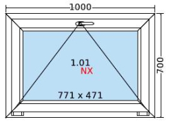 Plastové okno 100x70cm-BÍLÁ-BÍLÁ (sklopné)
