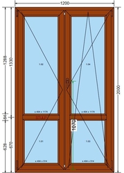 Plastové okno 120x200cm 6-ti komorové plastová okna DEKOR-DEKOR (Balkonové dveře)